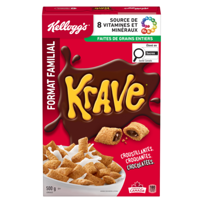 Kellogg’s Céréales Krave format familial 500 g, 1,30 $/100g