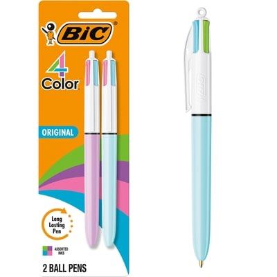 Bic Ball Pens, 4-Color Assorted, 2-Pack 2 ea, $3.25/1ea