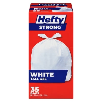 Hefty Bags White Tall 45 L 35 ea, $0.20/1ea
