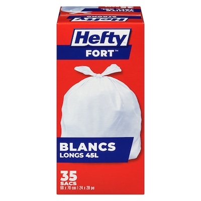 Hefty Sacs blancs longs 45 l 35 ea, 0,21 $/1ch