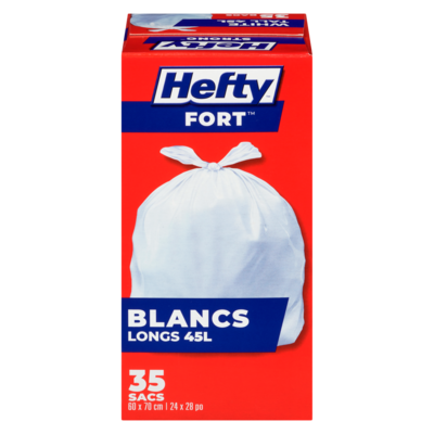 Hefty Sacs blancs longs 45 l 35 ea, 0,21 $/1ch