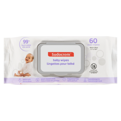 Sudocrem Lingettes à l'eau pure lingettes pour bébé 60 ea, 0,08 $/1ch