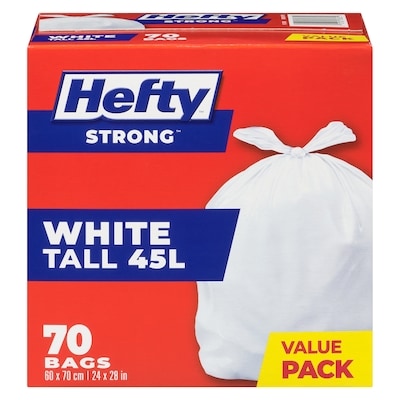 Hefty Bags White Tall 45 L Value Pack 70 ea, $0.17/1ea