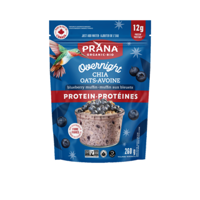 Prana Overnight Chia avec Protéine - Muffin aux bleuets 260 g, 2,88 $/100g