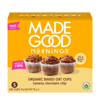 Made Good Mornings Organic Baked Oat Cups Banana Chocolate Chip 175 g, $4.17/100g