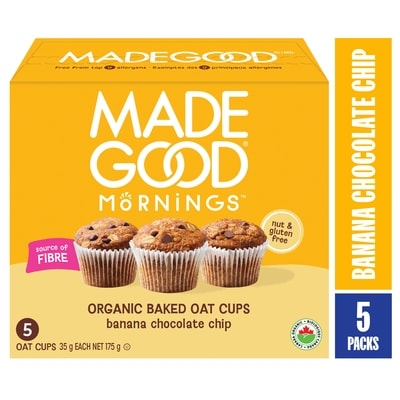 Made Good Mornings Organic Baked Oat Cups Banana Chocolate Chip 5ct 175 g, $3.43/100g
