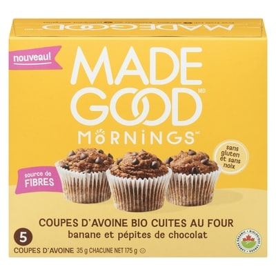 Made Good Mornings coupes d'avoine bio cuites au four banane et pépites de chocolat 175 g, 4,17 $/100g