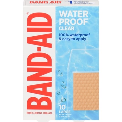 Band-Aid Waterproof Clear Large Adhesive Bandages, all one size 10 ea, $0.85/1ea