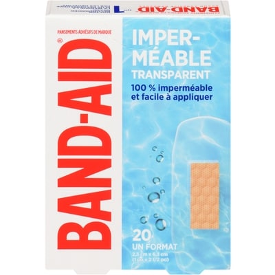 Band-Aid Pansements adhésifs imperméables et transparents, un format 20 ea, 0,42 $/1ch