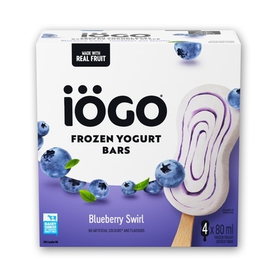 IOGO Frozen Yogurt Bars, Blueberry Swirl, Real Fruit 320 ml, $1.56/100ml