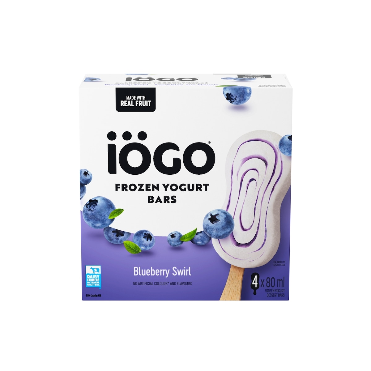 IÖGO Barres yog. glacé, tourb. bleuets, vrais fruits 320 ml, 2,03 $/100ml