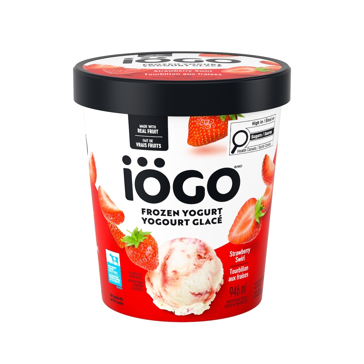 IÖGO Yog. glacé tourbillon fraises, vrais fruits 946 ml, 0,69 $/100ml