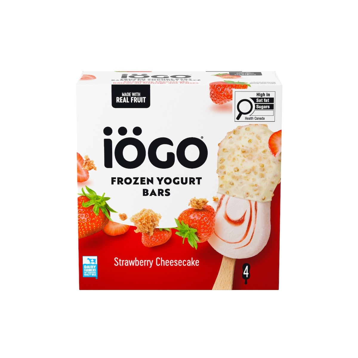 IÖGO Barres de yog. glacé, gât. fromage aux fraises 320 ml, 2,03 $/100ml