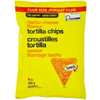 No Name Nacho Cheese Flavour Tortilla Chips Club Size 750 g, $1.07/100g