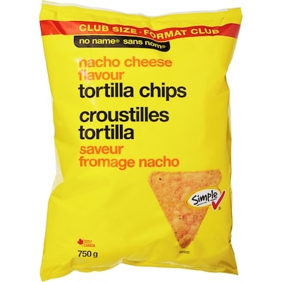 Sans Nom Croustilles tortilla saveur fromage nacho, format club 750 g, 1,07 $/100g