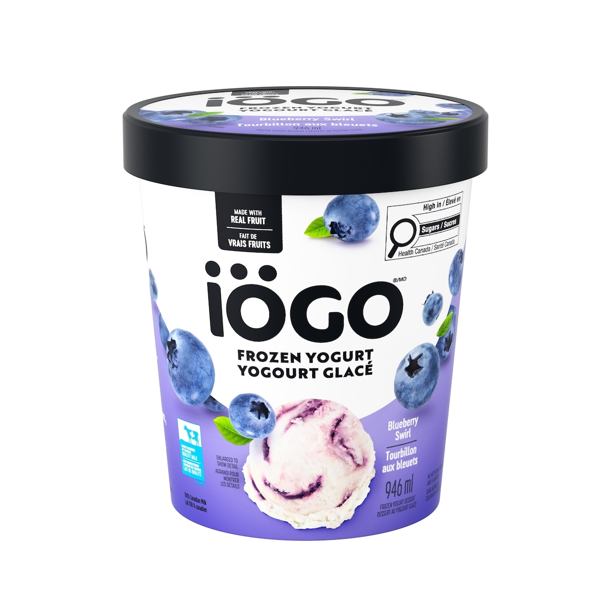 IÖGO Yog. glacé tourbillon bleuets, vrais fruits 946 ml, 0,69 $/100ml