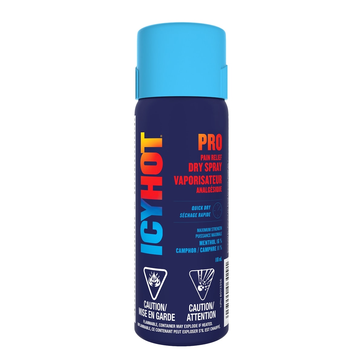 Icy Hot Pro Pain Relief Dry Spray, Menthol 16%, Camphor 11% 118 ml, $15.25/100ml