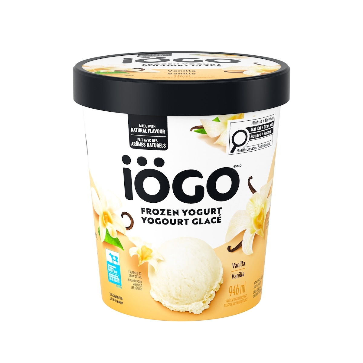 IÖGO Yogourt glacé vanille, vrais produits laitiers, cont. 946 ml, 0,69 $/100ml