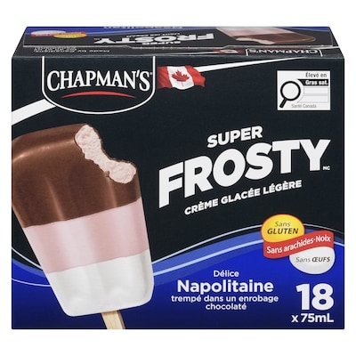 Chapman’s Super barre frosty à la crème glacée légère napolitaine 18x75.0 ml, 0,63 $/100ml