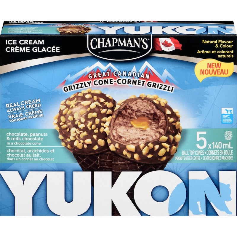 Chapmans Yukon Grizzly Ice Cream Cone Chocolate, Peanuts & Milk