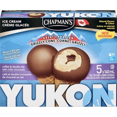 Chapman’s Yukon grizzli cornet grizzli café et double trempette de chocolat au lait 5x140.0 ml, 0,79 $/100ml