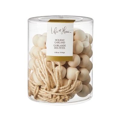 Life at Home Guirlande des fêtes en perles de bois – bois pâle 1 ea, 10,00 $/1ch