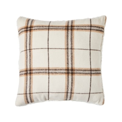 Life at Home Sherpa Cushion - Camel Plaid 1 ea, $15.00/1ea