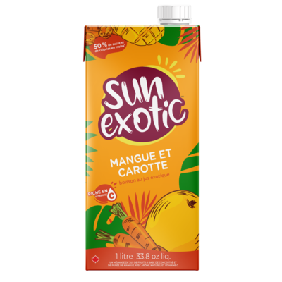 Sun Exotic Boisson au jus de mangue et de carotte 1 l, 0,25 $/100ml