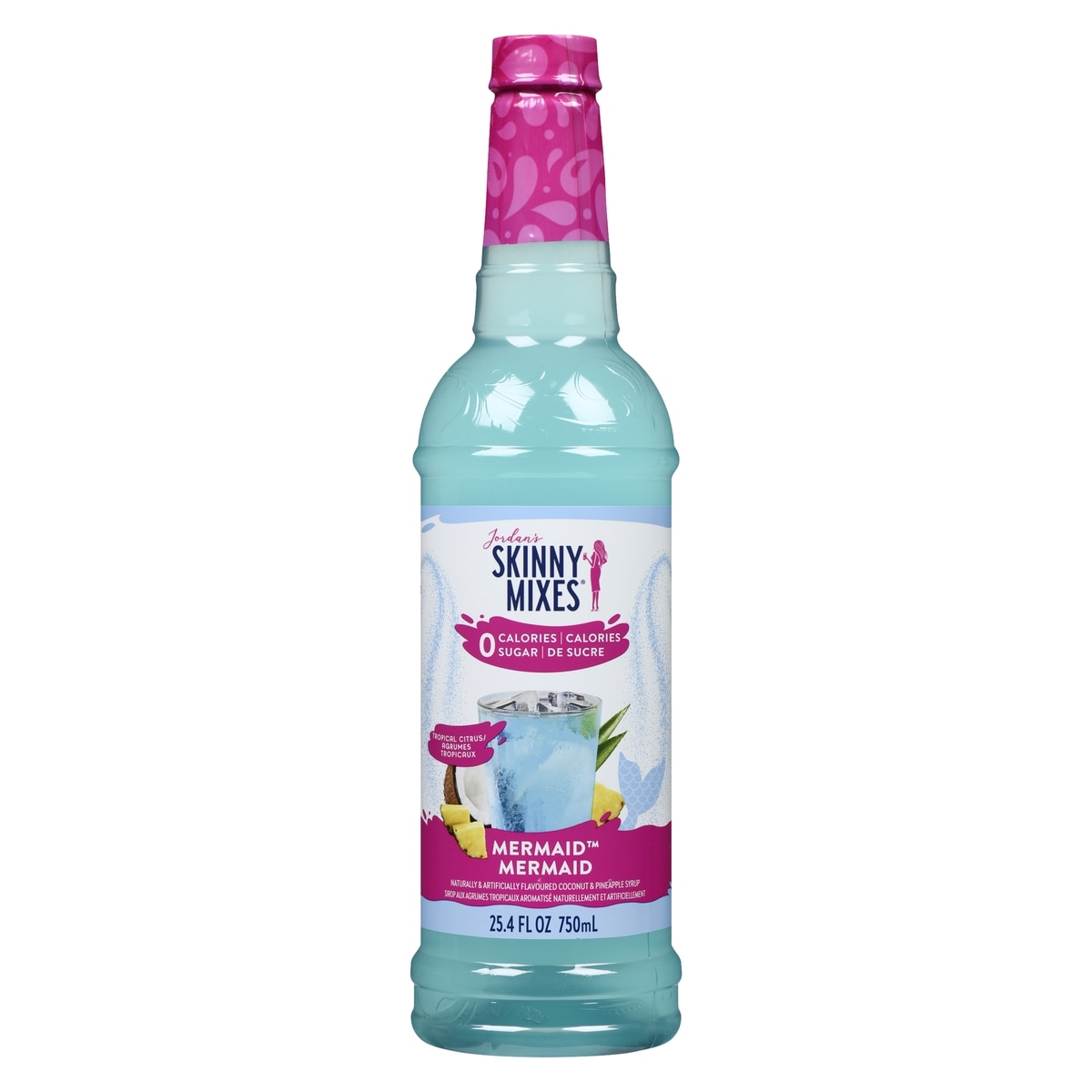 Skinny Syrup Sirop aux agrumes tropicaux aromatisé naturellement et artificiellement mermaid 750 ml, 1,31 $/100ml