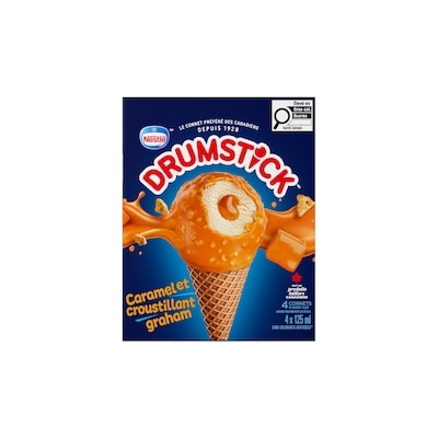 Nestlé Drumstick Cornet Caramel croust. graham, centre au caramel 0.5 l, 1,20 $/100ml