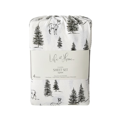 Life at Home Queen Flannel Sheet 4 Piece Set - Deer 1 ea, $37.00/1ea
