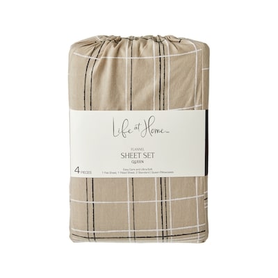 Life at Home Queen Flannel Sheet 4 Piece Set - Plaid 1 ea, $37.00/1ea
