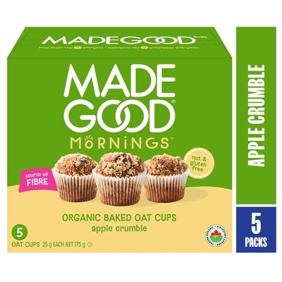 Made Good Mornings Coupes D'avoine Bio Cuites Au Four Croustade Aux Pommes 5 Coupes 175 g, 3,71 $/100g