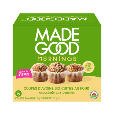 Made Good Mornings Coupes D'avoine Bio Cuites Au Four Croustade Aux Pommes 5 Coupes 175 g, 4,17 $/100g