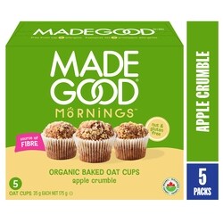 Made Good Mornings Coupes D'avoine Bio Cuites Au Four Croustade Aux Pommes 5 Coupes 175 g, 3,71 $/100g