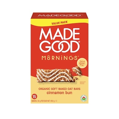 Made Good Mornings Soft Baked Oat Bars Cinnamon Bun Flavour 450 g, $2.44/100g