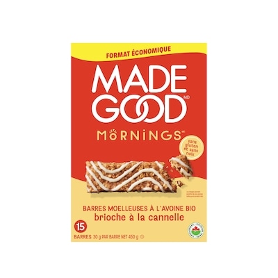 Made Good Mornings Barres Moelleuses à L'avoine Saveur de Brioche à la Canelle 450 g, 2,44 $/100g