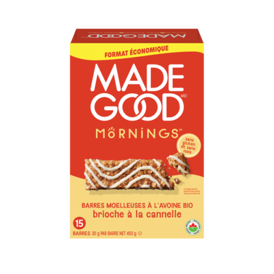 Made Good Mornings Barres Moelleuses à L'avoine Saveur de Brioche à la Canelle 450 g, 3,11 $/100g