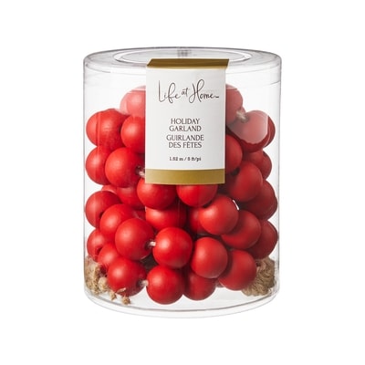 Life at Home Guirlande des fêtes en perles de bois – rouge 1 ea, 10,00 $/1ch