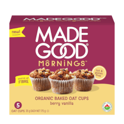 Made Good Mornings Organic Baked Oat Cups Berry Vanilla 5ct 175 g, $2.85/100g