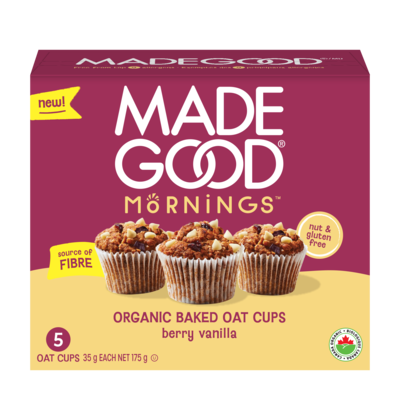 Made Good Mornings Organic Baked Oat Cups Berry Vanilla 5ct 175 g, $2.86/100g