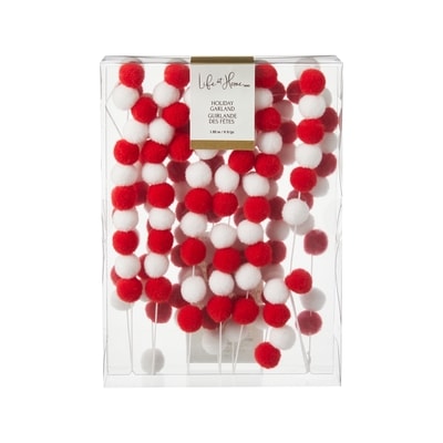 Life at Home Pompom Holiday Garland - Red and White 1 ea, $10.00/1ea