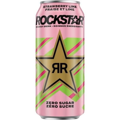 Rockstar Zéro sucre lime et fraise  473 ml, 0,63 $/100ml