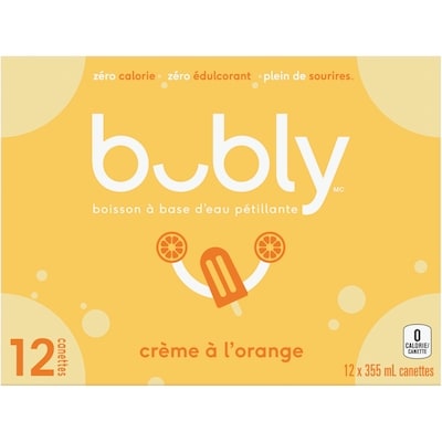 Eau pétillante Bubly Crème d'orange 12x355.0 ml, 0,20 $/100ml