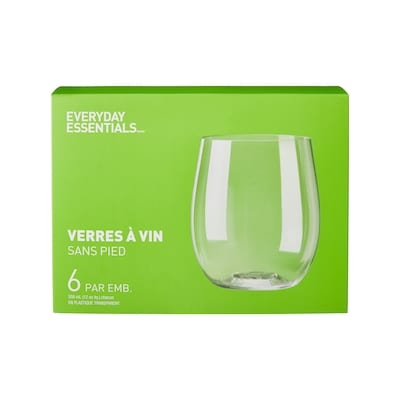 Everyday Essentials Ensemble de 6 verres à vin sans pied 6 ea, 1,00 $/1ch