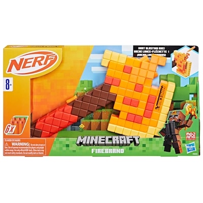 Nerf Nerf Minecraft Firebrand, Dart Blasting Axe, 6 Nerf Elite Foam Darts, Design Inspired by Minecraft Axe in the Game, Pull Down Priming, Minecraft Toys 1 ea, $30.00/1ea