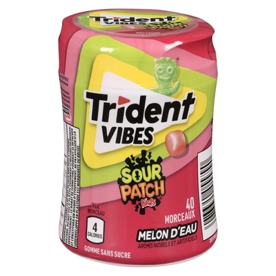 Trident Vibes sour patch kids gomme sans sucre melon d'eau 40 ea, 0,13 $/1ch