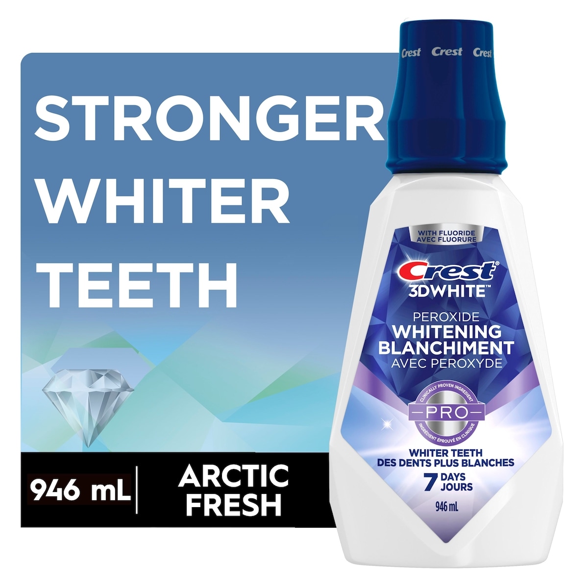 Crest 3D White Peroxide Whitening Mouthwash  946 ml, $1.43/100ml