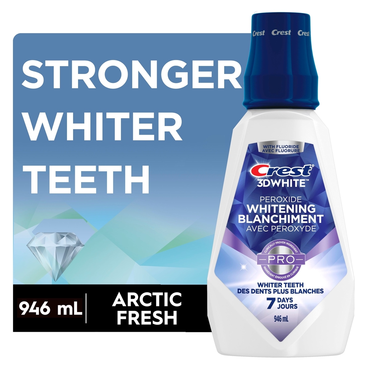 Crest 3D White Peroxide Whitening Mouthwash  946 ml, $1.43/100ml