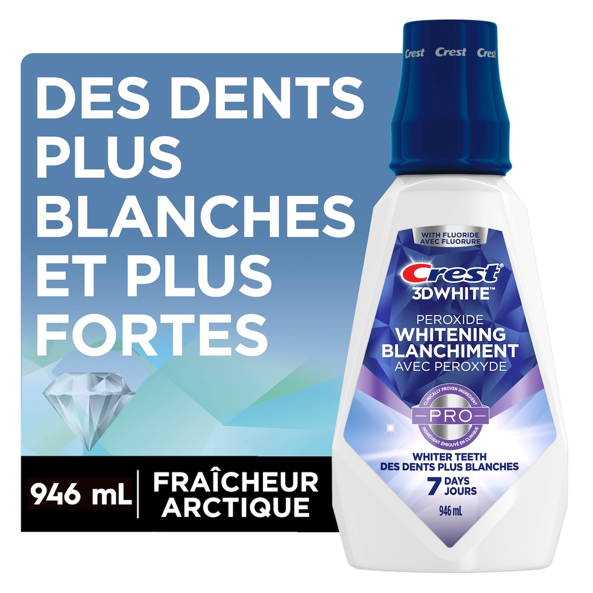 Crest Rince-bouche blanchissant au peroxyde 3D White 946 ml, 1,43 $/100ml